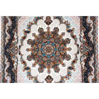 فرش ماشینی افرند کد 7757 زمینه کرم