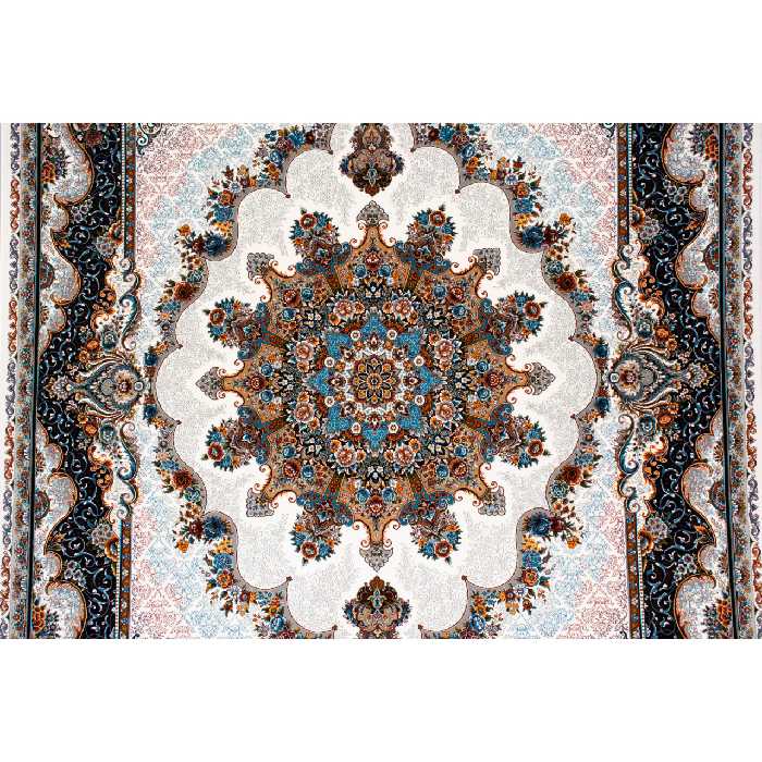 فرش ماشینی افرند کد 7757 زمینه کرم