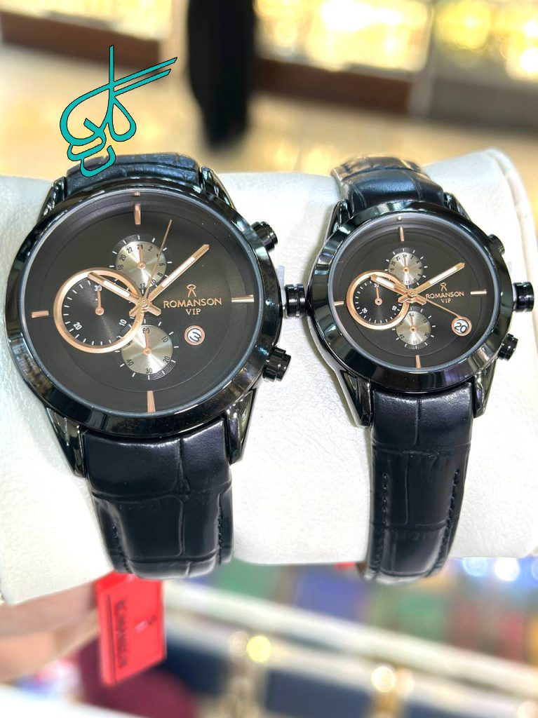 خرید ست ساعت چرمی زنانه و مردانه مارک رومانسون کیفیت عالی موتور ژاپن طرح کرنو کد 2116307 - ردگل