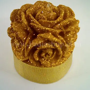 شمع استوانه گل رز بزرگ طلایی