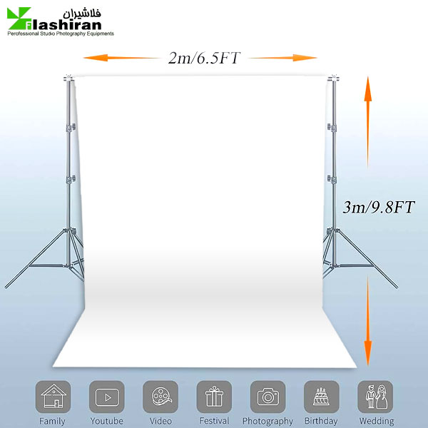 پرده (فون) شطرنجی 3 × 2 متر سفید