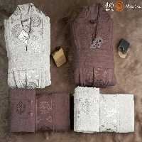 حوله ست دو نفره مودنا رنگ شیری و نسکافه ای