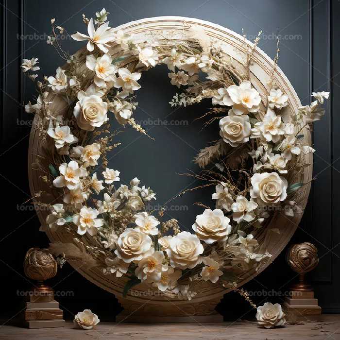 بک دراپ عکاسی حلقه گلهای سفید رنگ | گرافیک با طعم تربچه