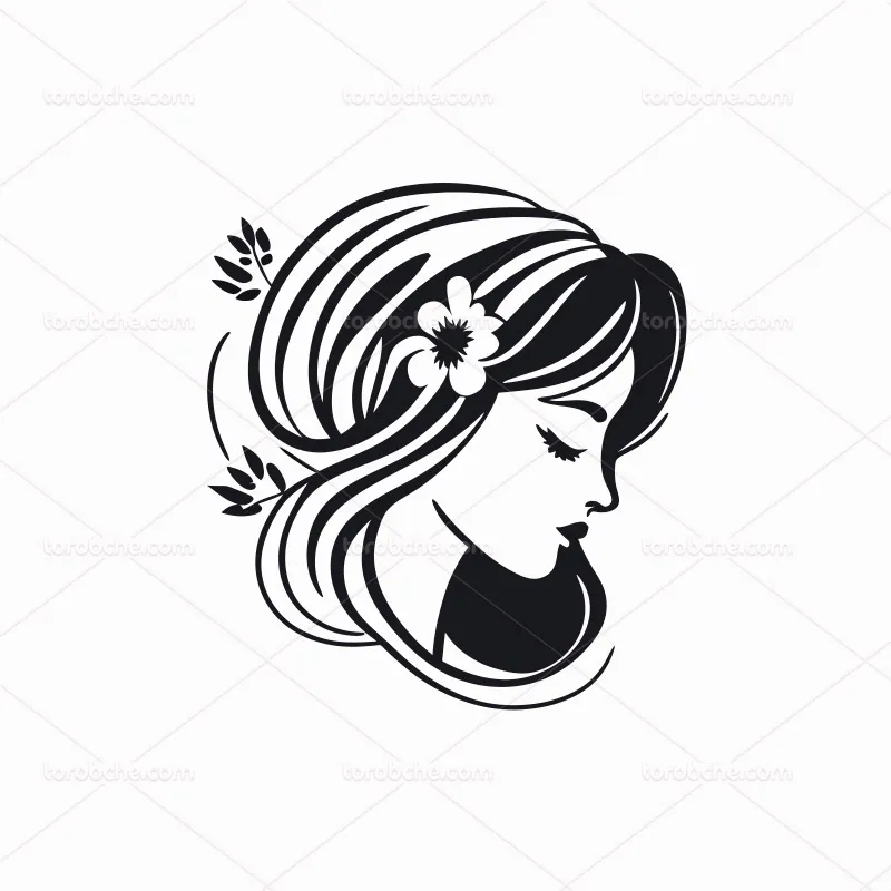 وکتور لوگوی آرایشگاه بانوان سفید مشکی | گرافیک با طعم تربچه