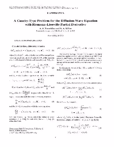 خرید و دانلود نسخه کامل کتاب A Cauchy-Type Problem for the Diffusion-Wave Equation with Riemann-Liouville Partial Derivative