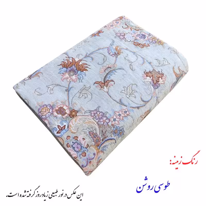 روفرشی مخمل ابریشم رنگ زمینه طوسی روشن کیفیت بالا  سایز 3 متری ( تنوع سایز موجود)