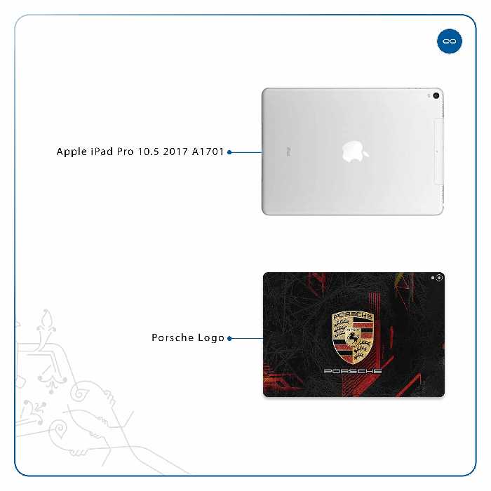 برچسب پوششی ماهوت مدل Porsche-Logo مناسب برای تبلت اپل iPad Pro 10.5 2017 A1701