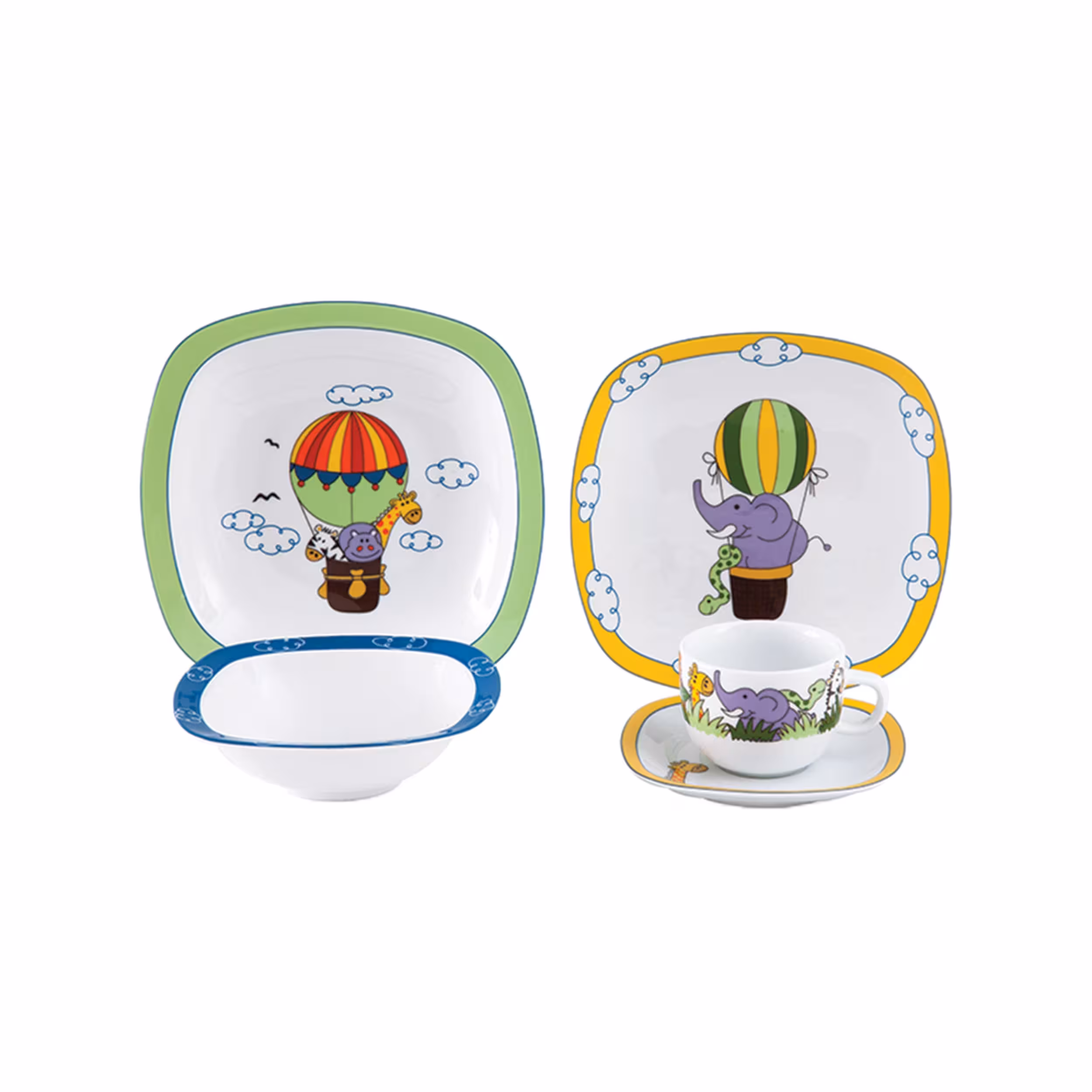 سرویس غذاخوری 5 پارچه کودک چینی زرین سری کواترو مدل ساوانا درجه سه