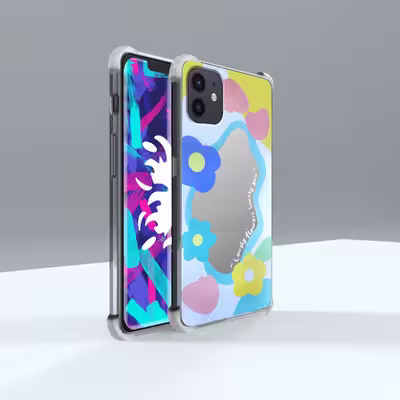 کاور لاین کینگ مدل آینه ایی نشکن طرح گل مناسب برای گوشی موبایل اپل iphone 12 12pro