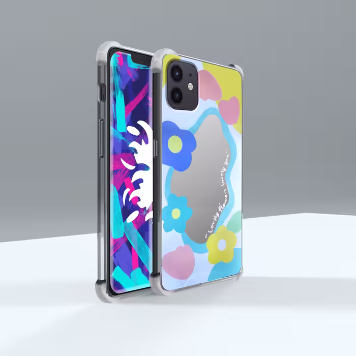 کاور لاین کینگ مدل آینه ایی نشکن طرح گل مناسب برای گوشی موبایل اپل iphone 12 12pro