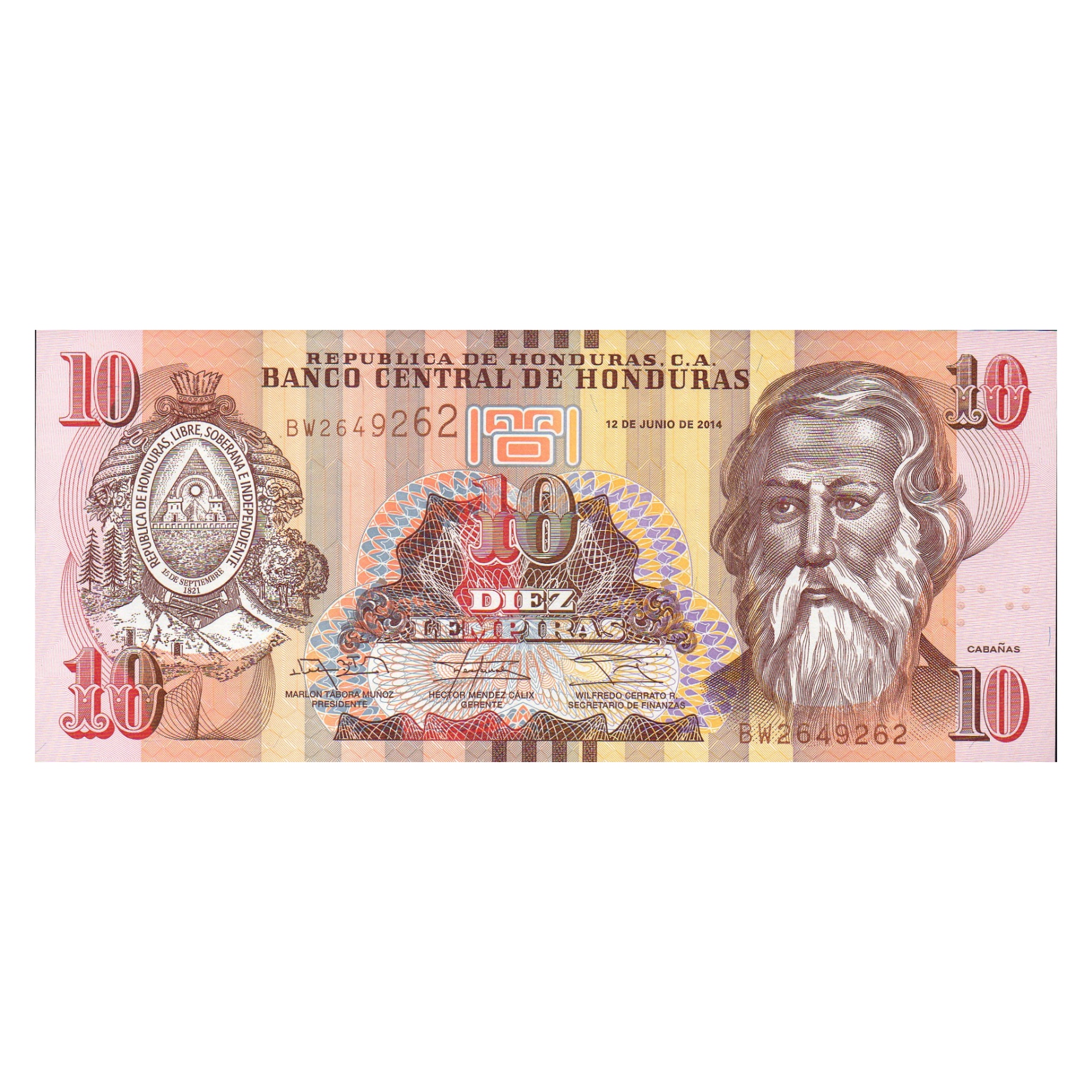 اسکناس تزئینی مدل کشور هندوراس 10 لامپراس 2017 UNC