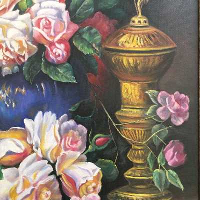 تابلو نقاشی رنگ و روغن مدل گل