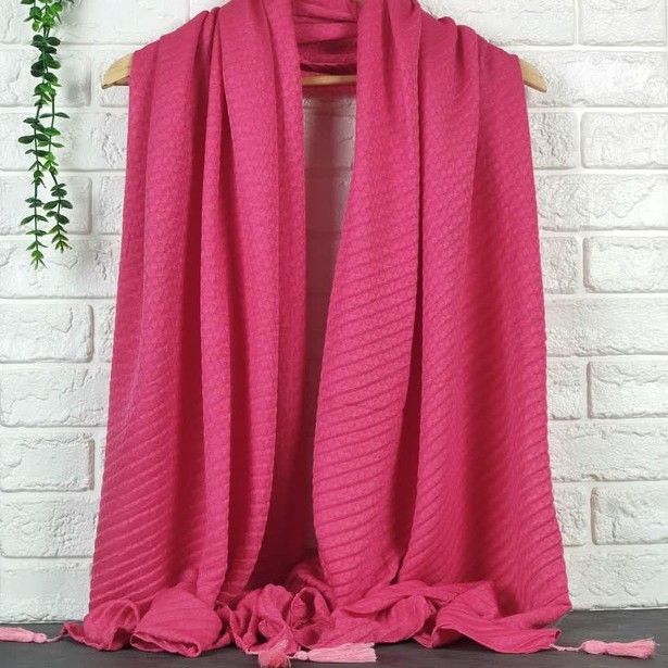 شال صدفی تک رنگ (صورتی) قواره 200در70 کد SHS12