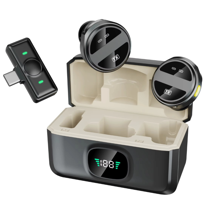 میکروفن بی سیم یقه ایsx21،نویز گیر محیط عالی،کیفیت صدا HD voice, مناسب تولید محتوا با گوشی و دوربین و کواد کوپتر