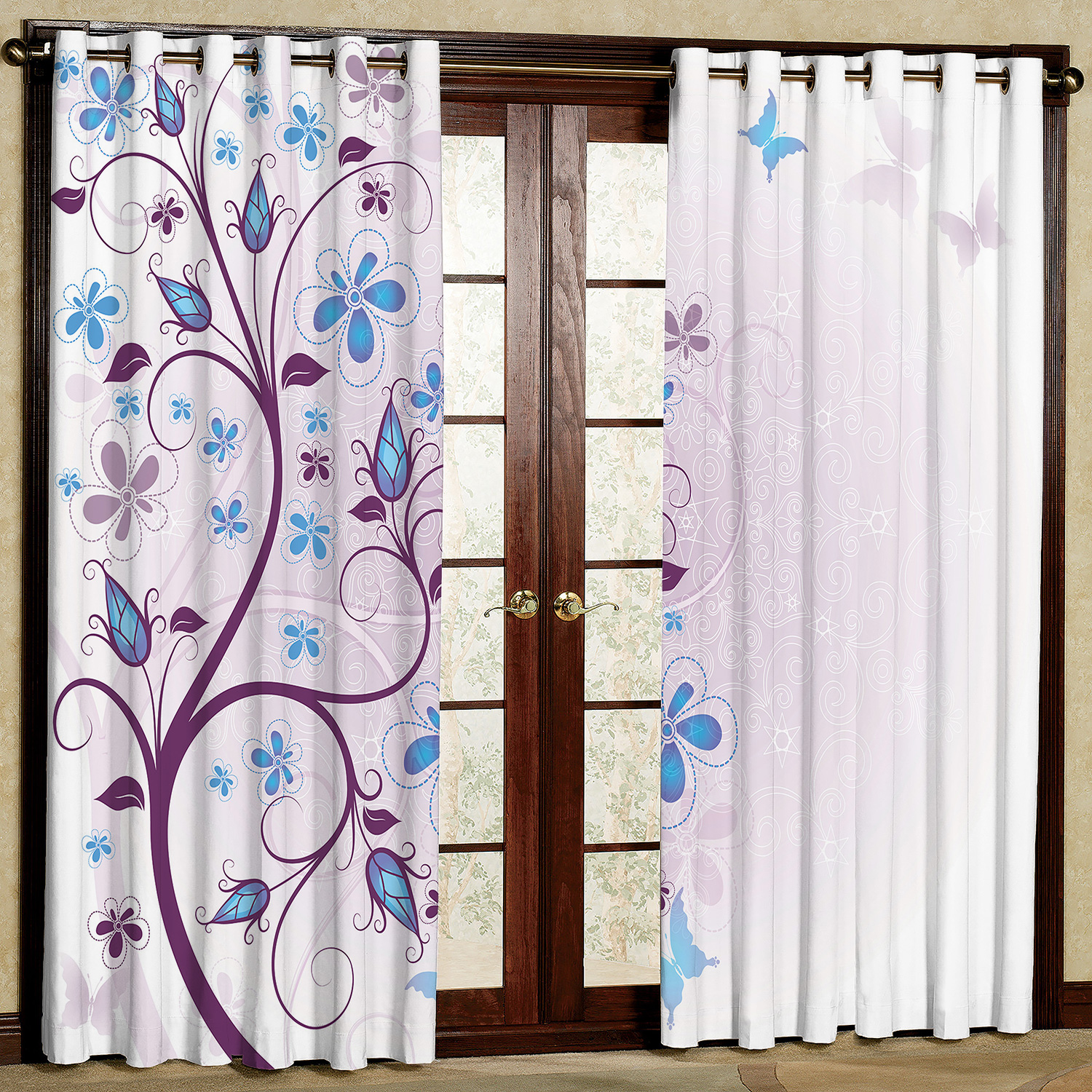 پرده مدل گلدار حاشیه مخمل پانچی کد 2217 سایز 200x140 سانتی متر