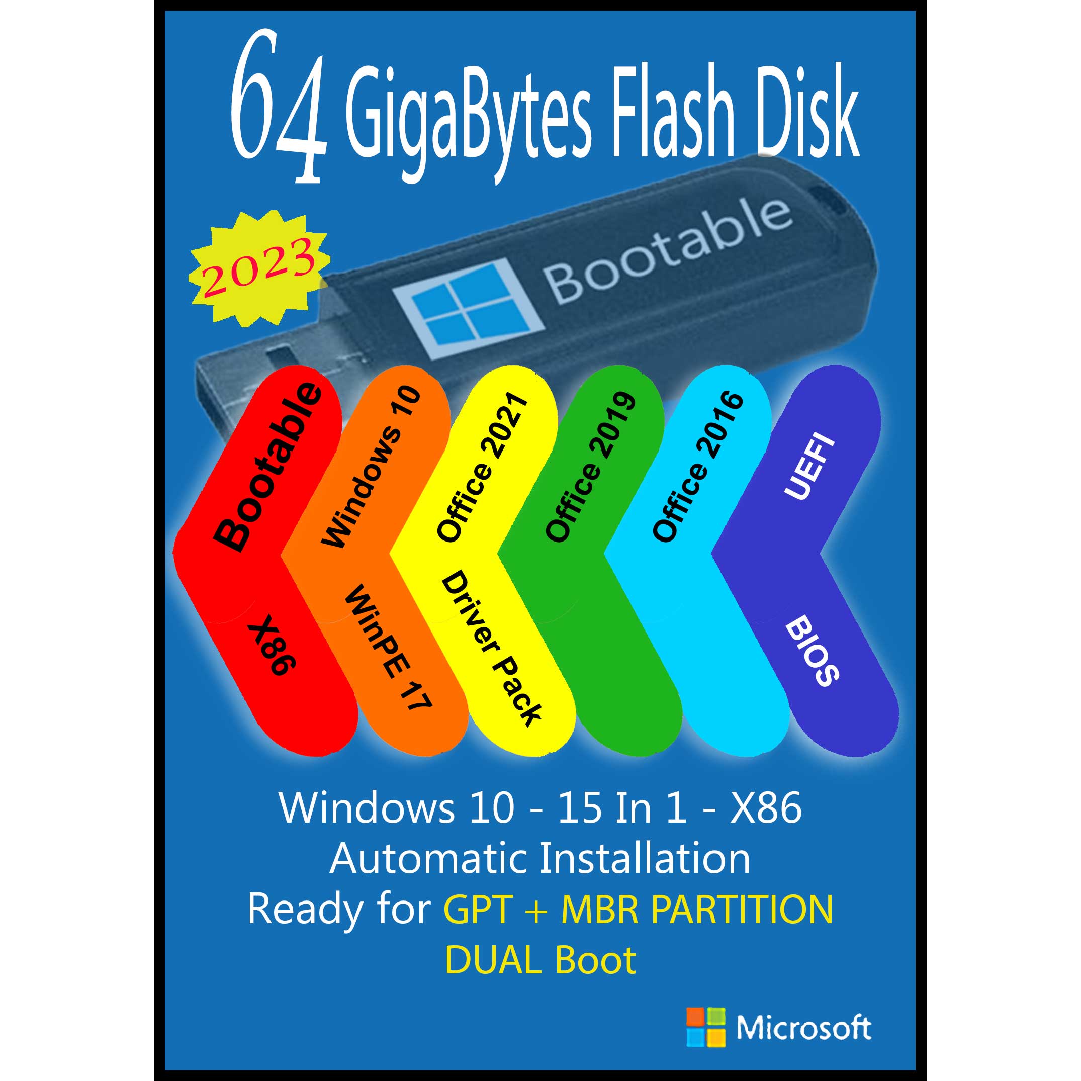 سیستم عامل Windows 10 X86 2023 15 IN 1 - Driver Pack - Office 2016-2019-2021 Pro Plus نشر مایکروسافت