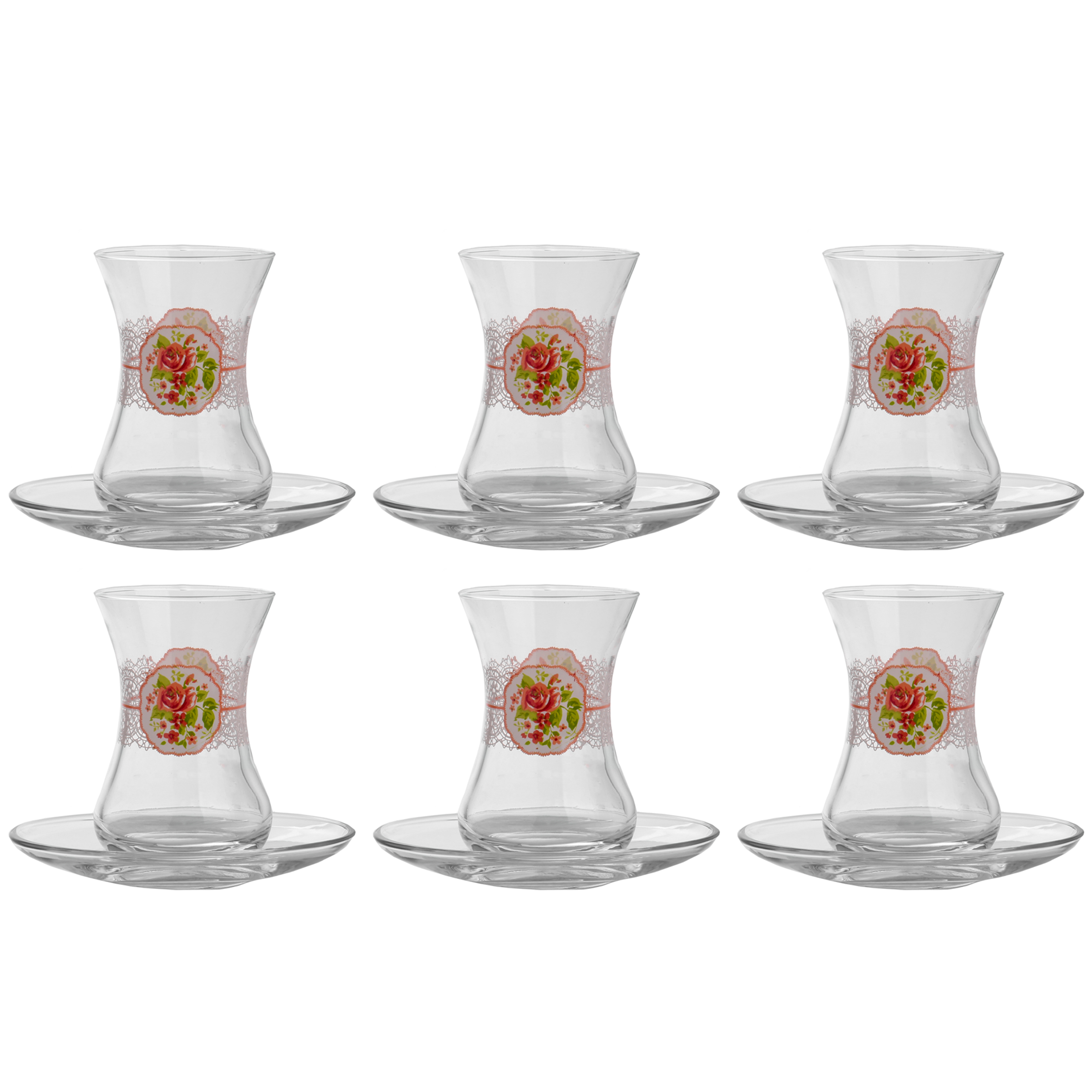 ست استکان و نعلبکی 12 پارچه لاو مدل Betul کد 3500