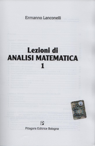 خرید و دانلود نسخه کامل کتاب Lezioni di Analisi Matematica 1