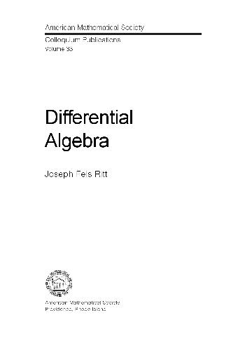 خرید و دانلود نسخه کامل کتاب Differential Algebra Ritt