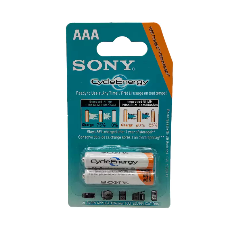 باتری نیم قلمی شارژی سونی ظرفیت 1550mAh بسته 2 عددی