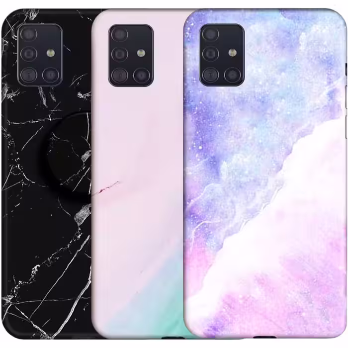 قاب ماربل مناسب برای گوشی Samsung Galaxy A51 مدل سنگی مات همراه با پاپ سوکت