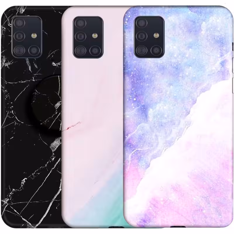 قاب ماربل مناسب برای گوشی Samsung Galaxy A51 مدل سنگی مات همراه با پاپ سوکت
