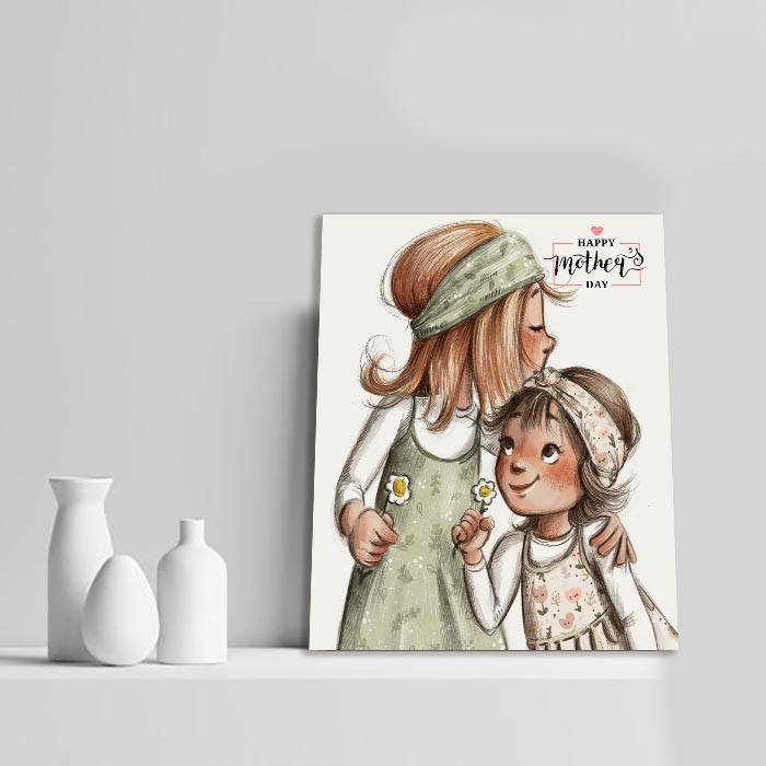 تابلو شاسی مدل روز مادر مبارک طرح  مادر و کودک 1019 | دنیای قاب