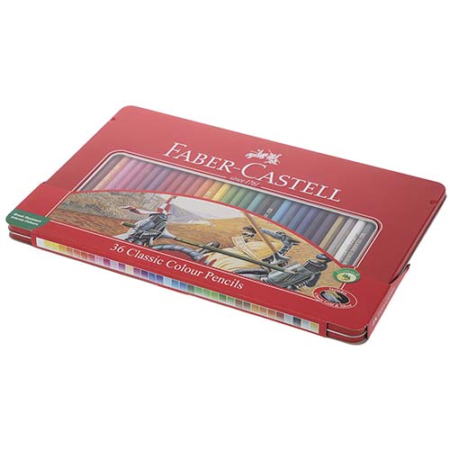 مداد رنگی 36 رنگ جعبه فلزی فابرکاستل Faber-Castell