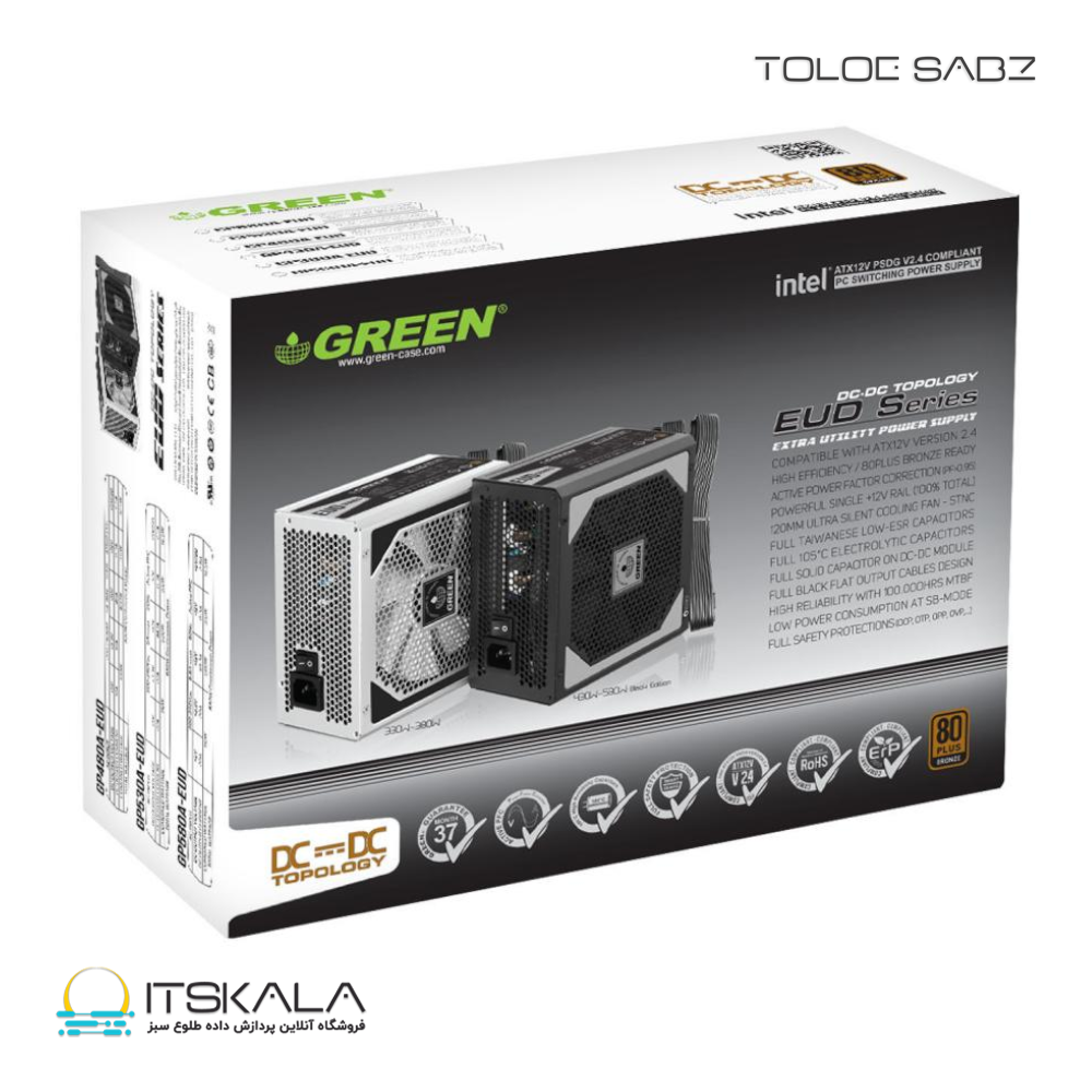 پاور 480 وات گرین مدل GP480A-EUDPower Green GP480A-EUD 430W
