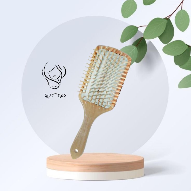 برس چوبی بزرگ 10.5 در 6.5 سانت سازگار با مو و بهبود دهنده خون رسانی به کف سر