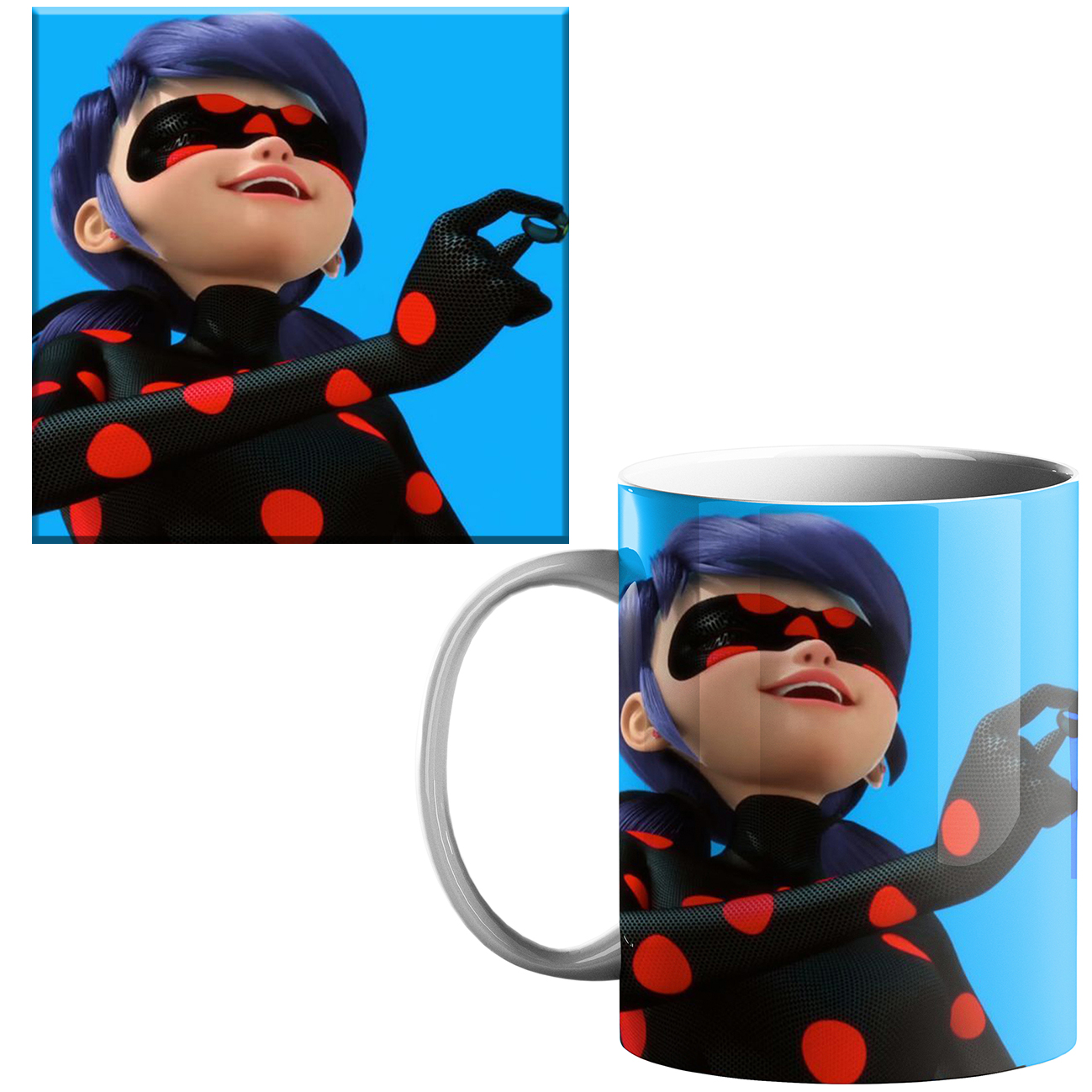 ماگ طرح دختر کفشدوزکی کد 120 به همراه زیر لیوانی