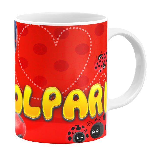 ماگ طرح دختر کفشدوزکی مدل گل پری