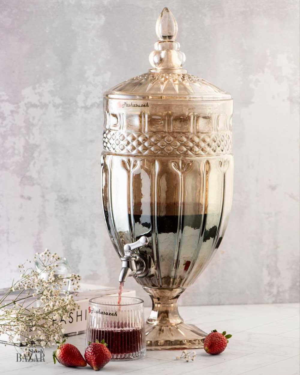 کلمن شیشه ای شامپاینی 5.5 لیتر پاشاسازه مدل لاروس کد 43087