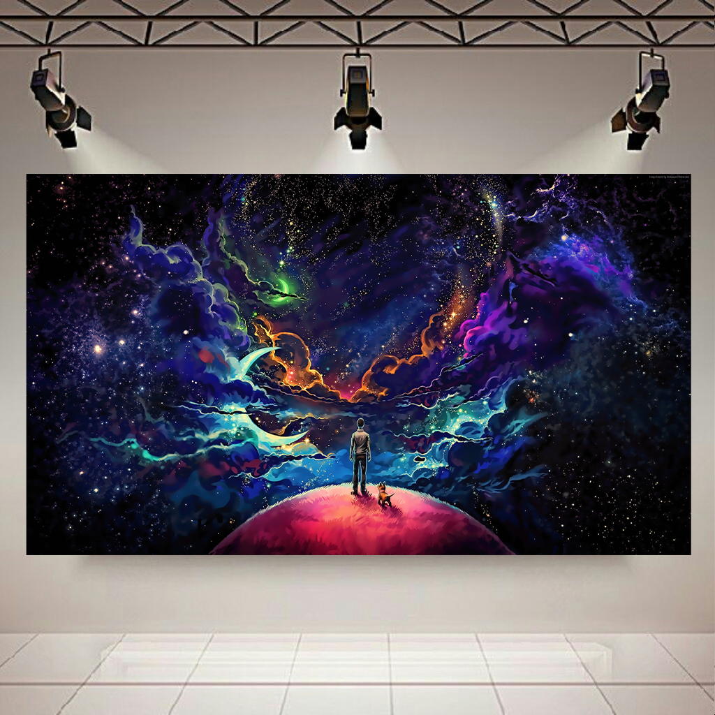 تابلو بوم طرح کهکشان و ستارگان مدل نمای خیره کننده کد AR3500