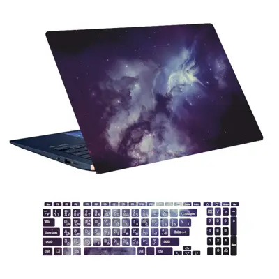 استیکر لپ تاپ توییجین و موییجین طرح Space کد 101 مناسب برای لپ تاپ 15.6 اینچ به همراه برچسب حروف فارسی کیبورد 