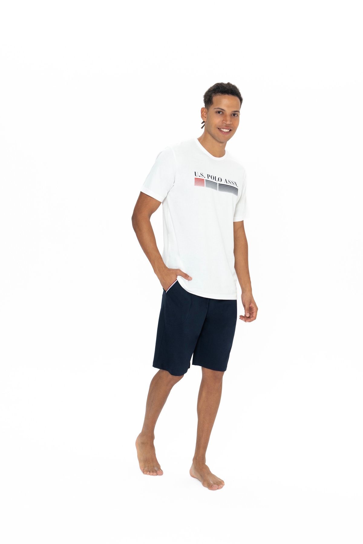 ست پیژامه مردانه تیم شورت های تی شرت گرد یقه با مجوز اصلی جدید فصل U.S. Polo Assn.