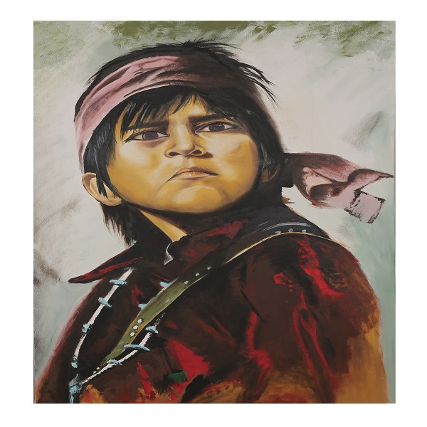 تابلو نقاشی رنگ روغن طرح پسر سرخپوست