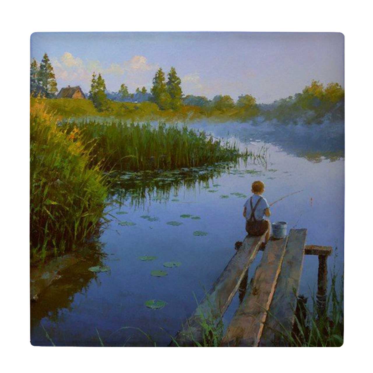  کاشی کارنیلا طرح منظره اسکله و رودخانه کد wkk3273