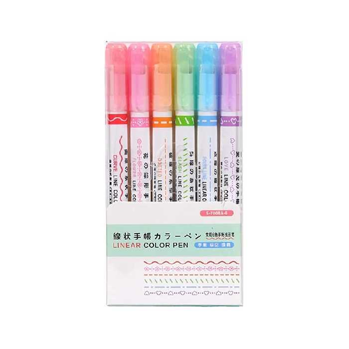 ماژیک علامت گذار مدل غلطکی شکل دار کد DM7008-6 مجموعه 6 عددی | چاوه