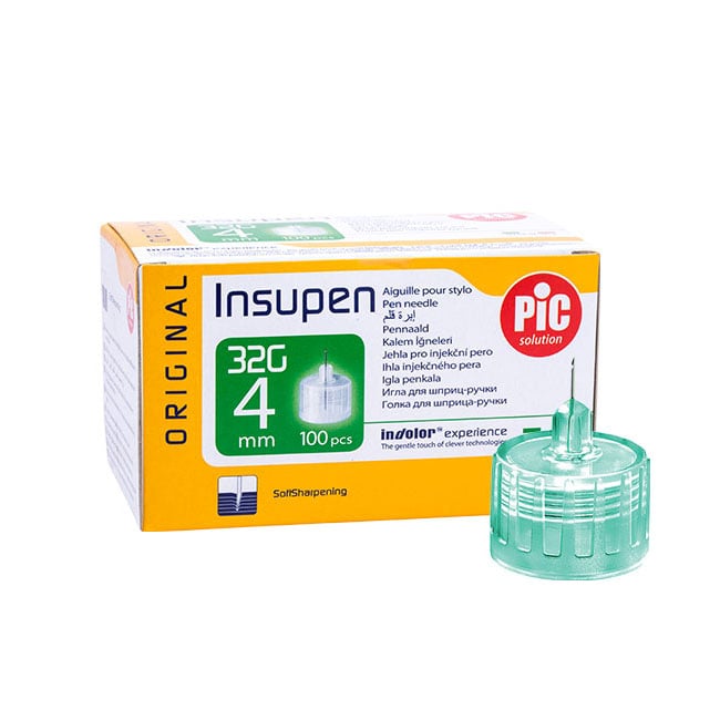 سر سوزن قلم انسولین پیک سلوشن سایز 4 میلی متر گیج 32 بسته 5 عددی