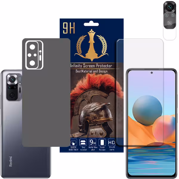 برچسب پوششی اینفینیتی مدل PRO MAX مناسب برای گوشی موبایل شیائومی REDMI NOTE 10 PRO  به همراه محافظ صفحه نمایش و محافظ لنز دوربین