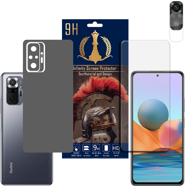 برچسب پوششی اینفینیتی مدل PRO MAX مناسب برای گوشی موبایل شیائومی REDMI NOTE 10 PRO  به همراه محافظ صفحه نمایش و محافظ لنز دوربین