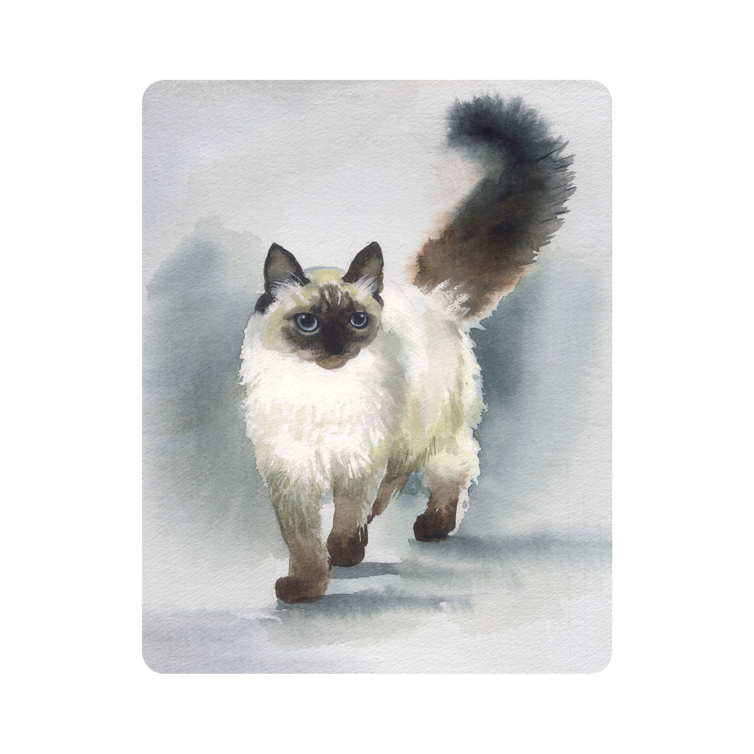 ماوس پد اطلس آبی طرح نقاشی گربه مدل T2145