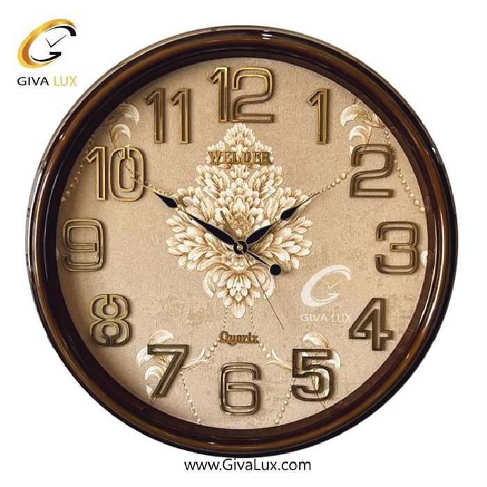 ساعت دیواری اورجینال ولدر PVC قهوه ای| کد رفرنس 637