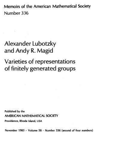 خرید و دانلود نسخه کامل کتاب Varieties of Representations of Finitely Generated Groups