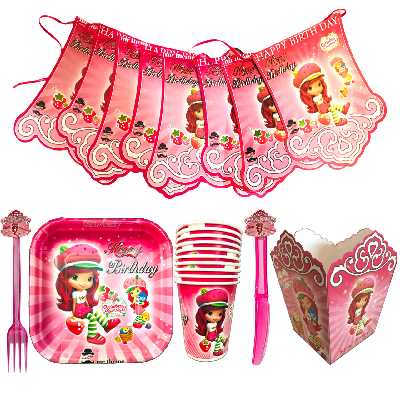 مجموعه 58 عددی تم تولد مستر تم طرح دختر توت فرنگی سوپر پلاس 