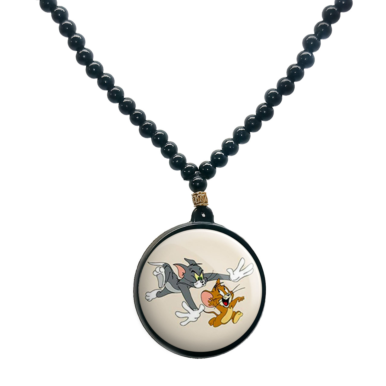 گردنبند پرمانه طرح تام و جری کد pmd.10823 مدل دو طرفه