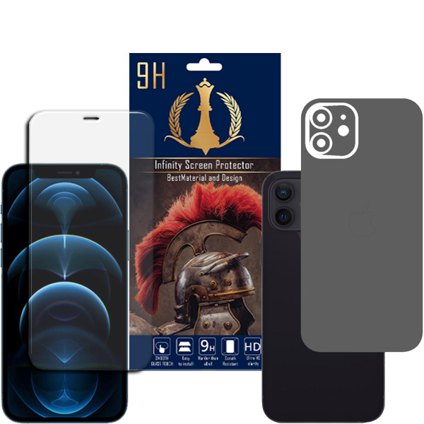 برچسب پوششی اینفینیتی مدل PR MAX مناسب برای گوشی موبایل اپل iPhone 12 به همراه محافظ صفحه نمایش