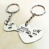 جاکلیدی دو تیکه  مکمل قلب و کلید  استیل نقره ای مناسب خانمها و آقایان خرید مستقیم از کارگاه 