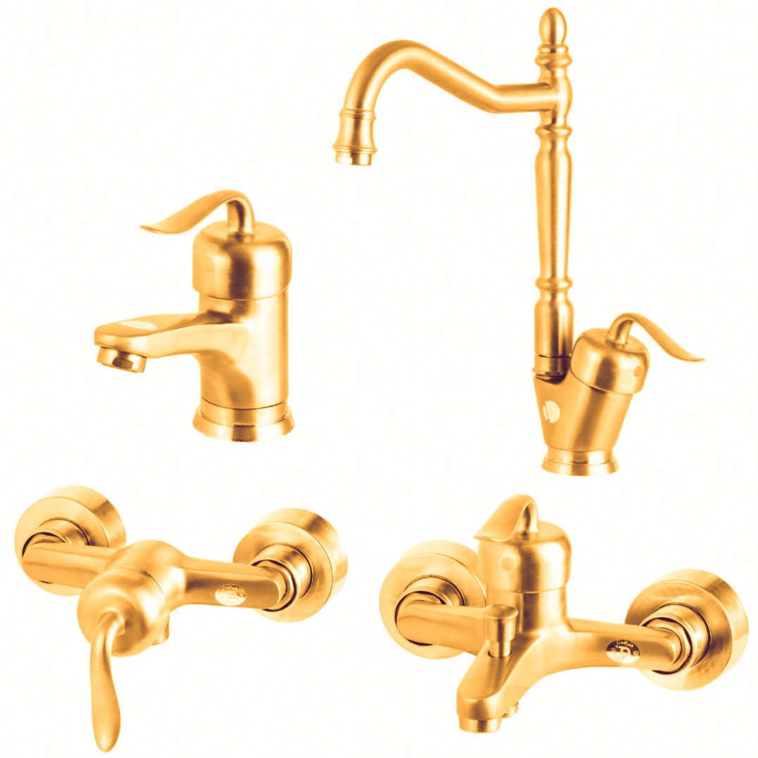 ست  شیرالات رز مدل بیزانس طلا مات با آبکاری ضد جرم و رسوب مجموعه 4 عددی